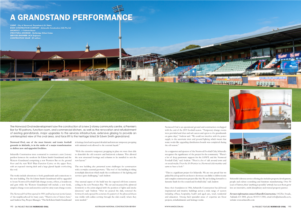 A GRANDSTAND PERFORMANCE CLIENT : City of Norwood, Payneham & St