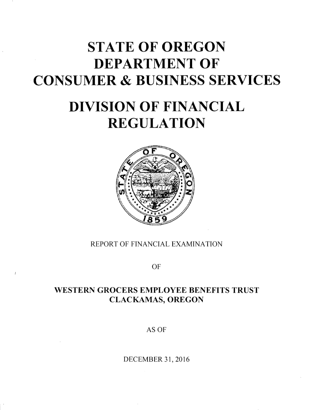 State of Oregon Department of Consumer & Business Services