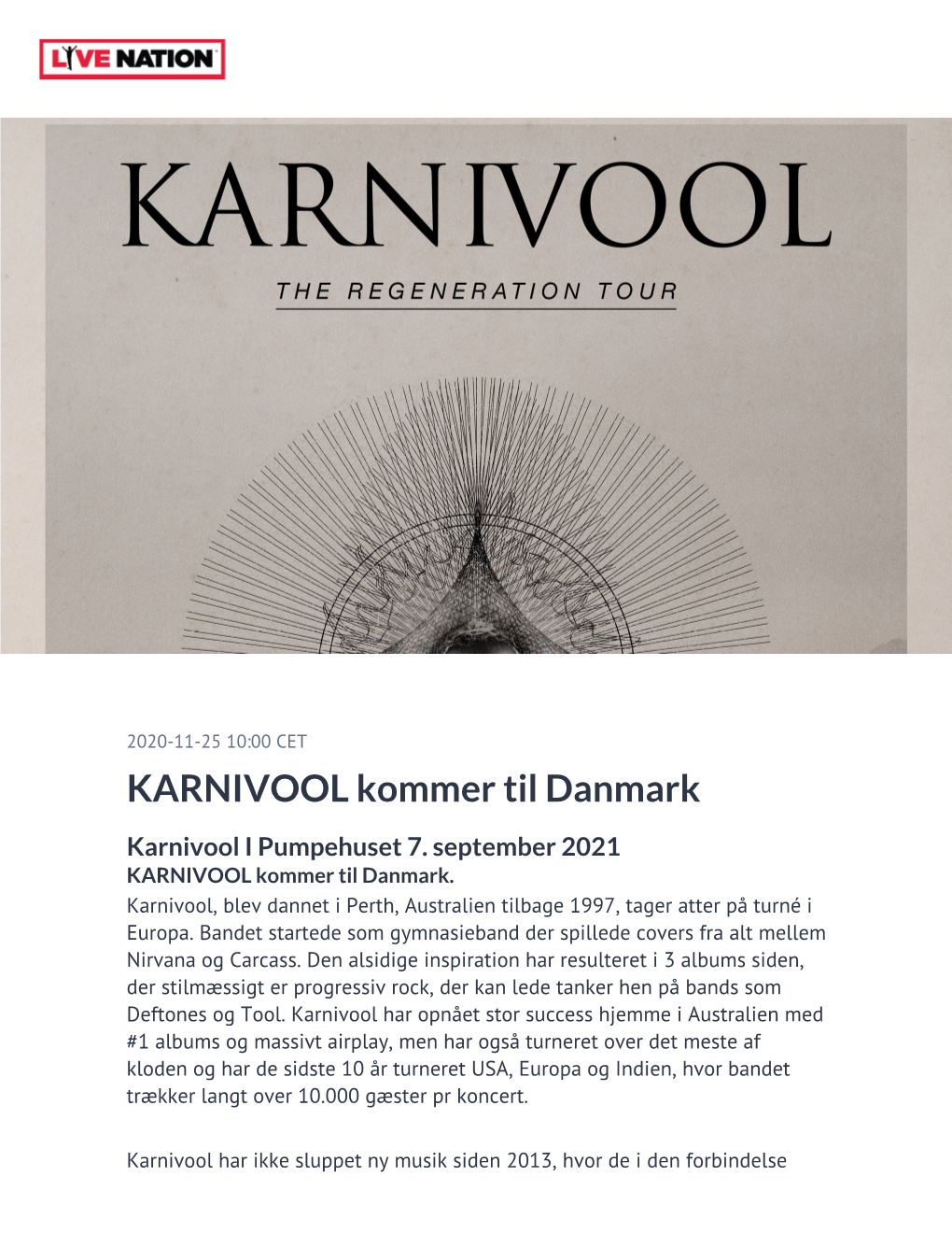 KARNIVOOL Kommer Til Danmark