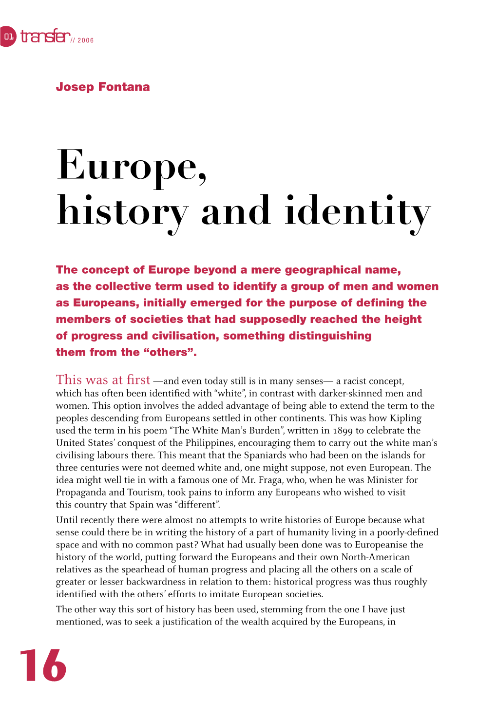 Europe, History and Identity