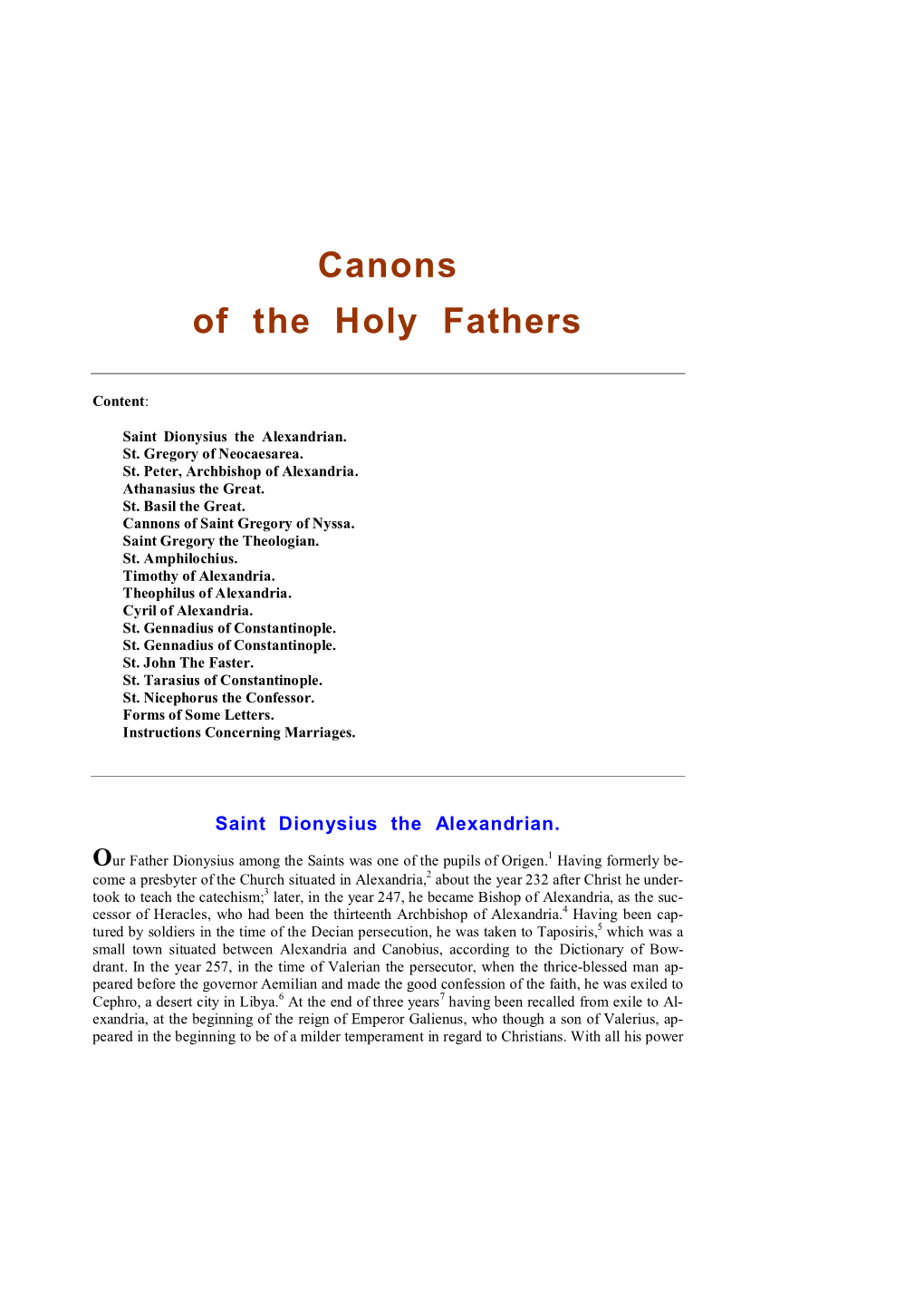 Canons of the Holy Fathers