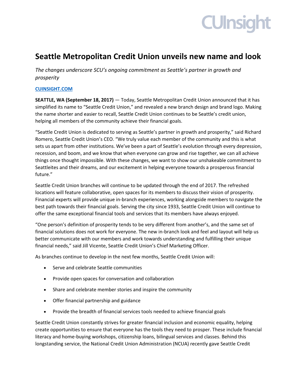 Seattle Metropolitan Credit Union Unveils New Name and Look