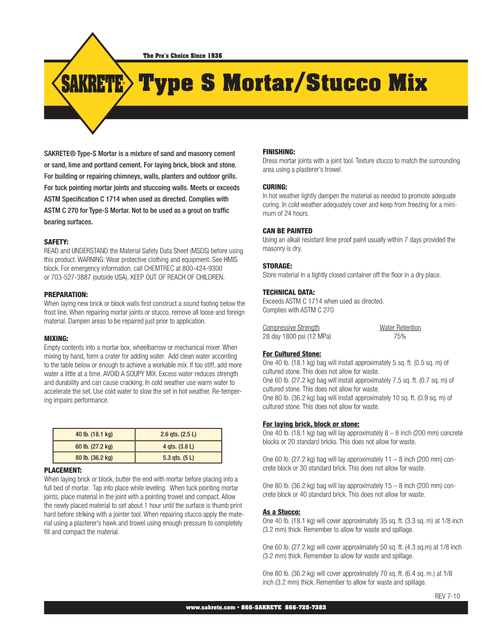 Type S Mortar/Stucco Mix