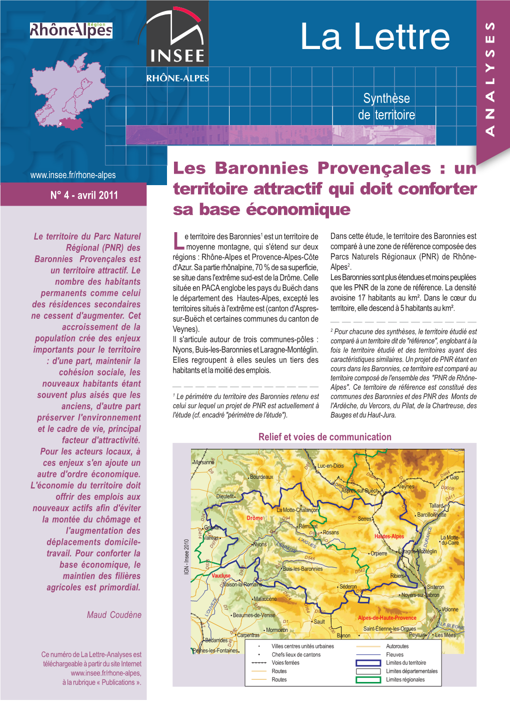 Les Baronnies Provençales : Un N° 4 - Avril 2011 Territoire Attractif Qui Doit Conforter Sa Base Économique
