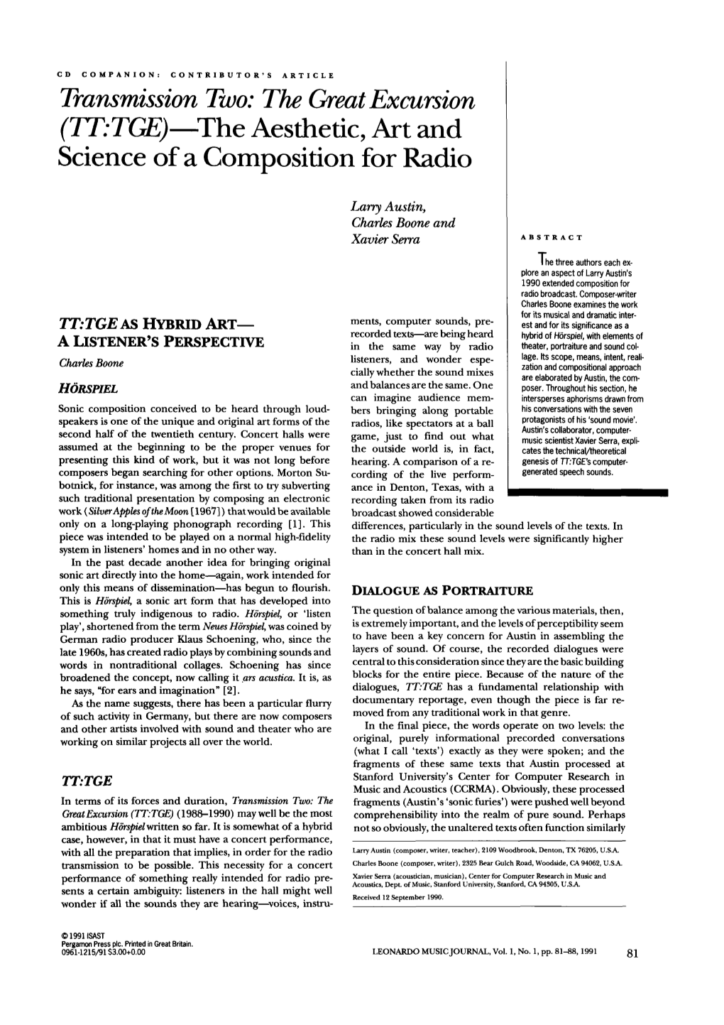 (Lttge)-The Aesthetic, Art and Science of a Composition for Radio