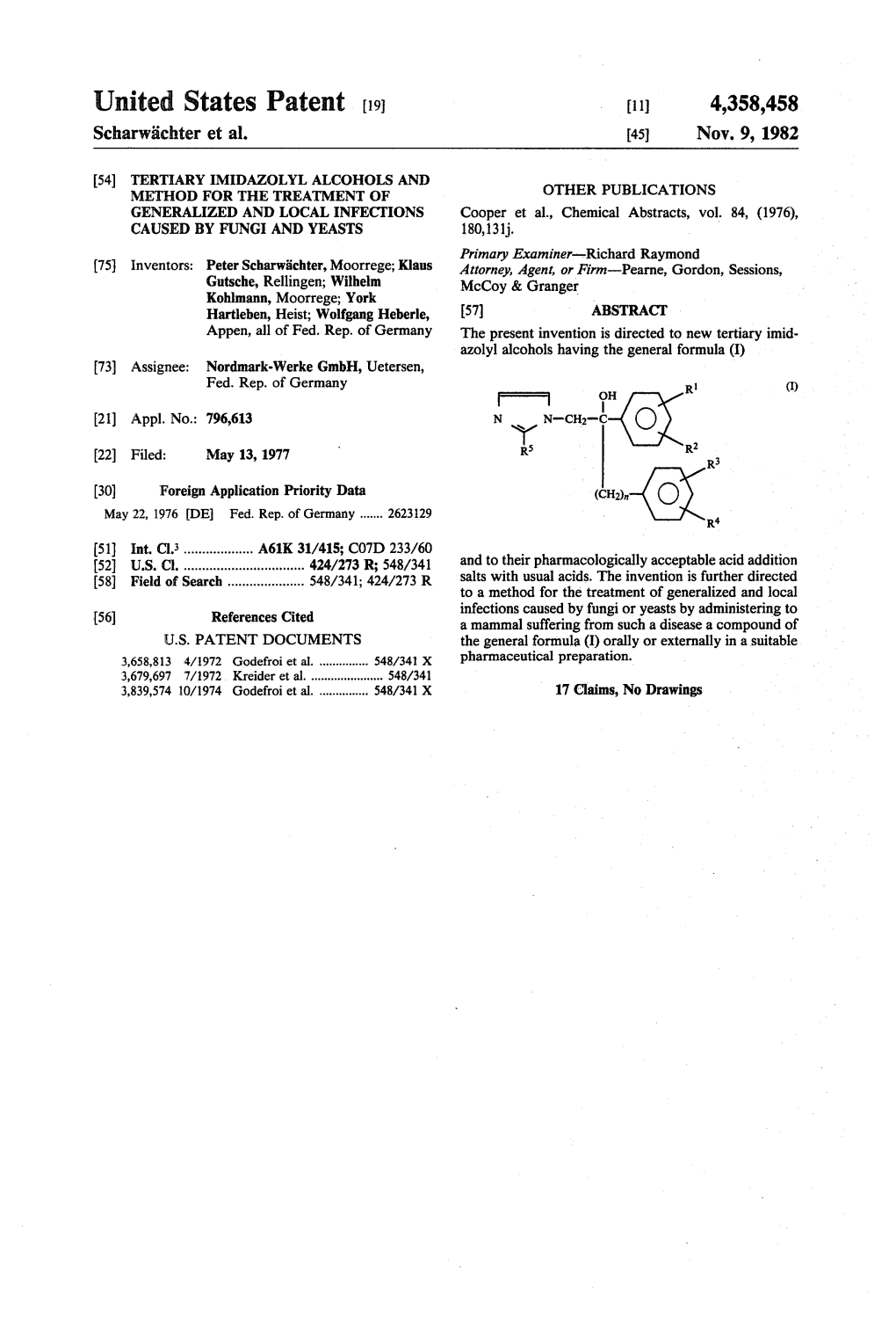 United States Patent (19) 11 4,358,458 Scharwächter Et Al