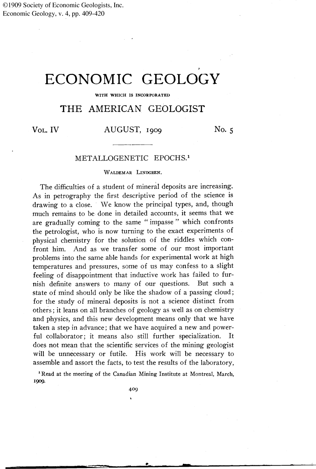 Metallogenetic Epochs