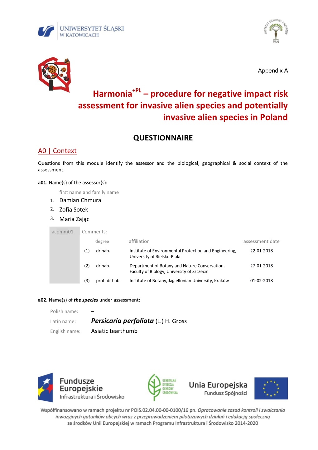 Harmonia+PL – Procedure for Negative Impact Risk Assessment for Invasive Alien Species and Potentially Invasive Alien Species in Poland