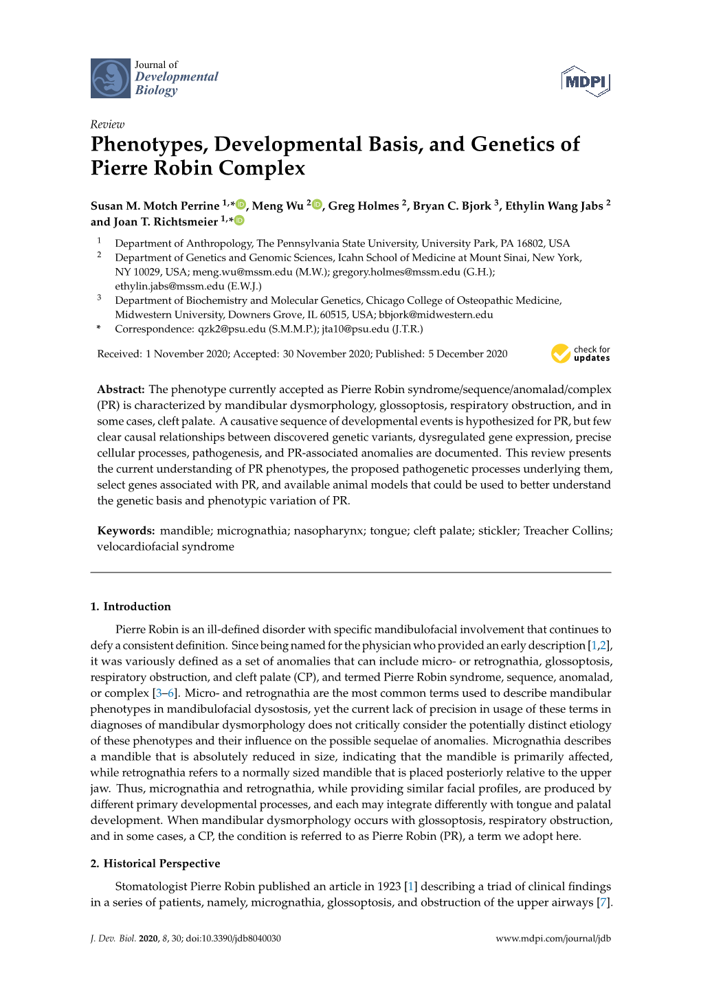 Phenotypes, Developmental Basis, and Genetics of Pierre Robin Complex