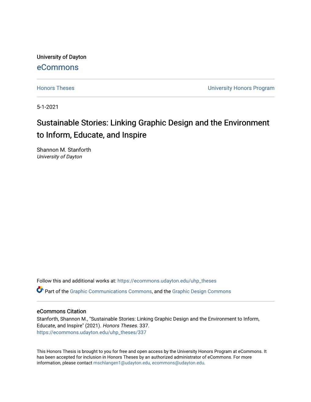 Sustainable Stories: Linking Graphic Design and the Environment to Inform, Educate, and Inspire