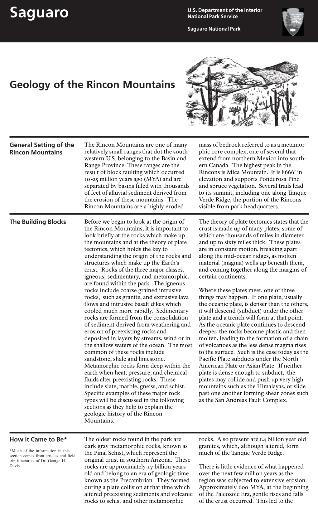 Geology of the Rincon Mountains