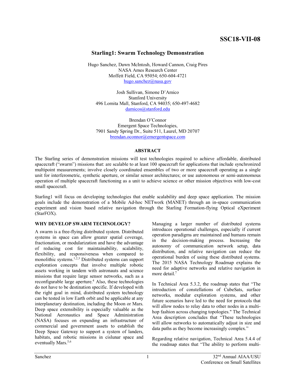 Starling1: Swarm Technology Demonstration