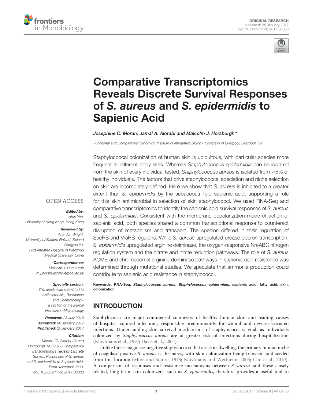 Comparative Transcriptomics Reveals Discrete Survival Responses of S