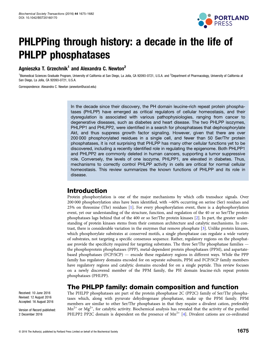 Phlpping Through History: a Decade in the Life of PHLPP Phosphatases