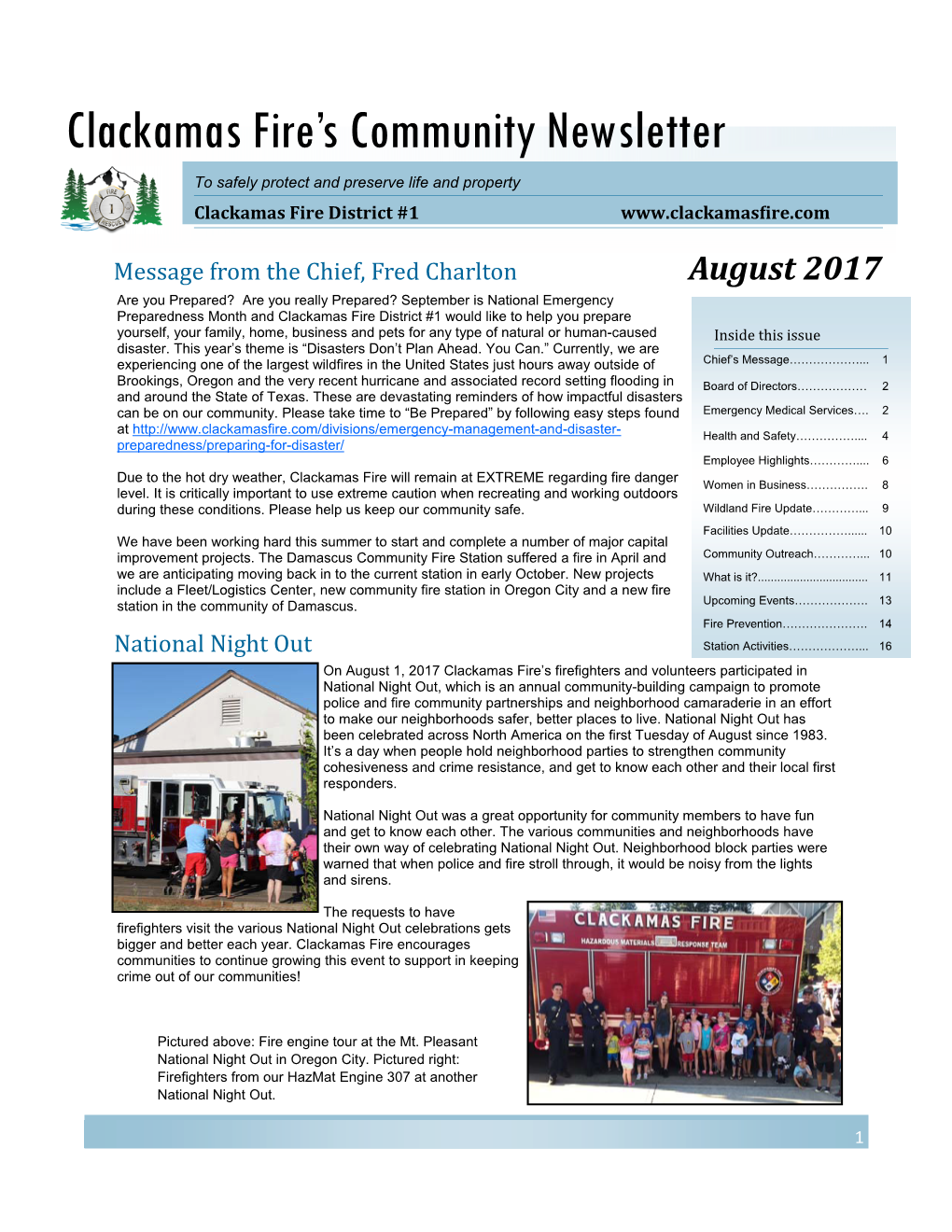 Chief's Newsletter