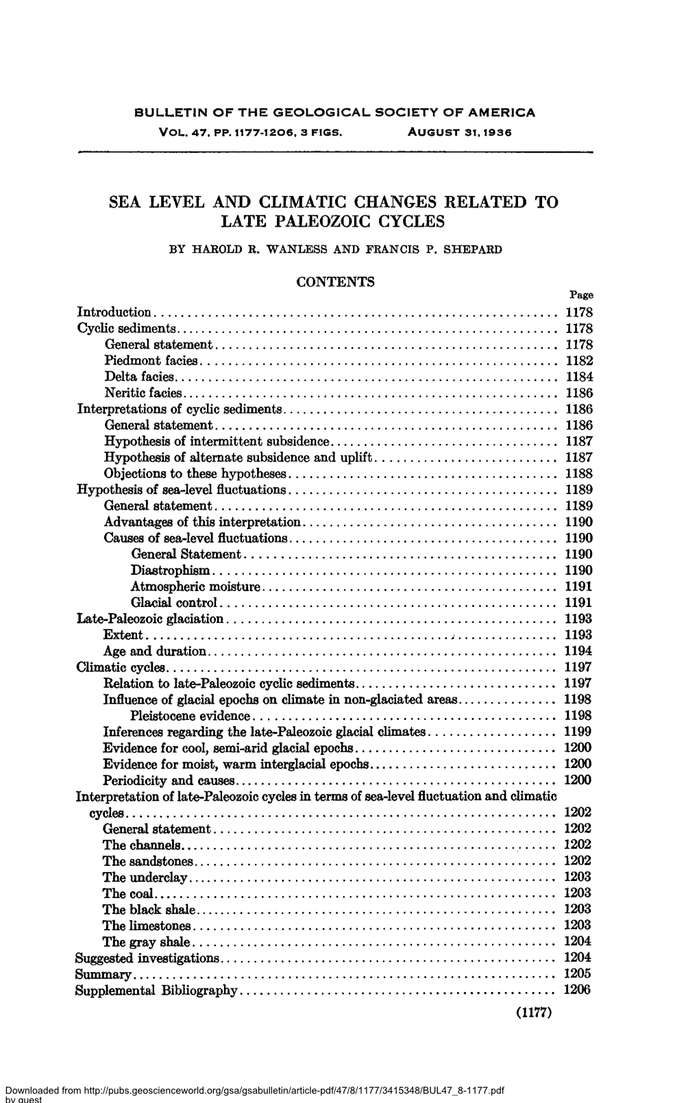 Sea Level and Climatic Changes Related to Late Paleozoic Cycles