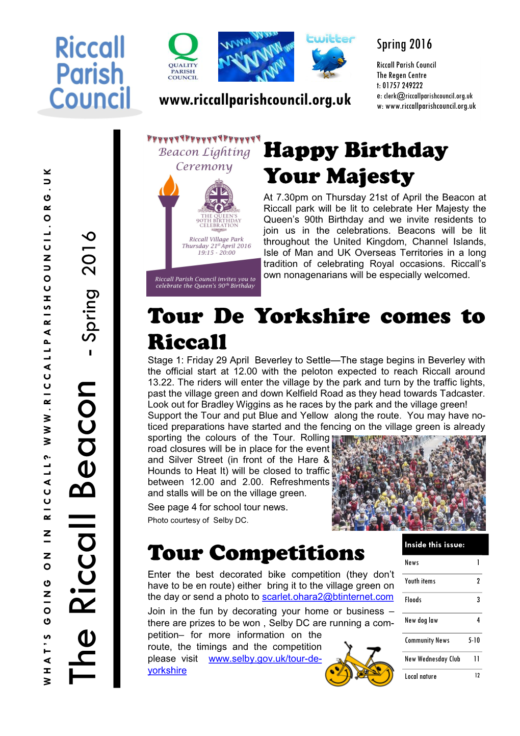 The Riccall Beacon Riccall the Beacon WHAT’S GOING on in R SPRING 2016 Page 2