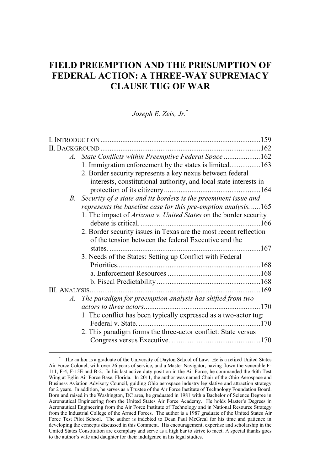 Field Preemption and the Presumption of Federal Action: a Three-Way Supremacy Clause Tug of War