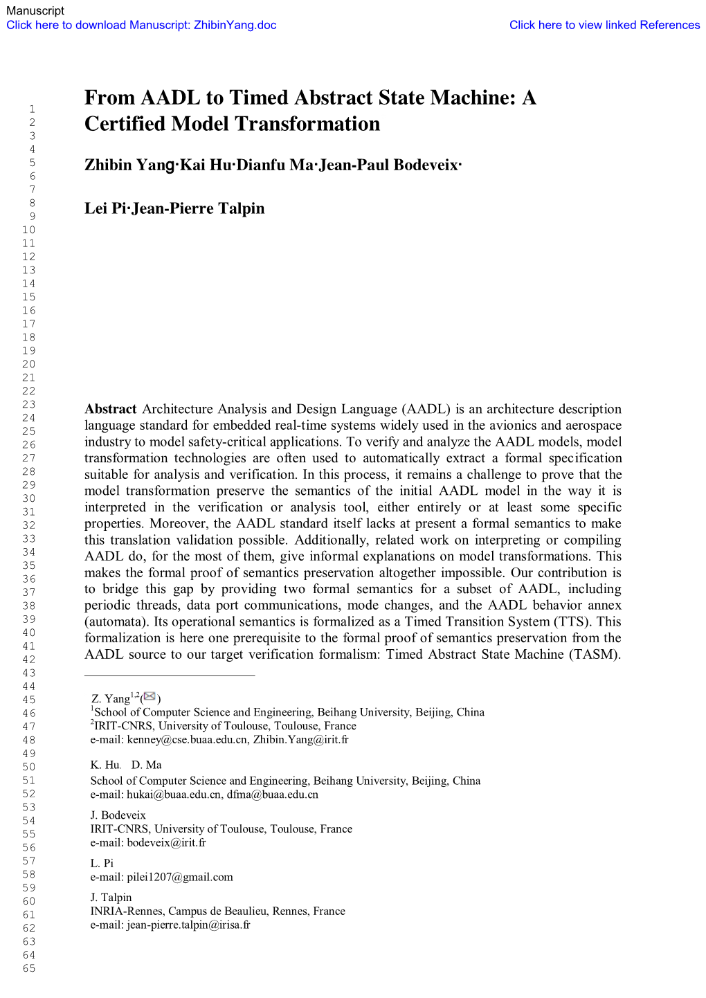 From AADL to Timed Abstract State Machine: a Certified Model Transformation