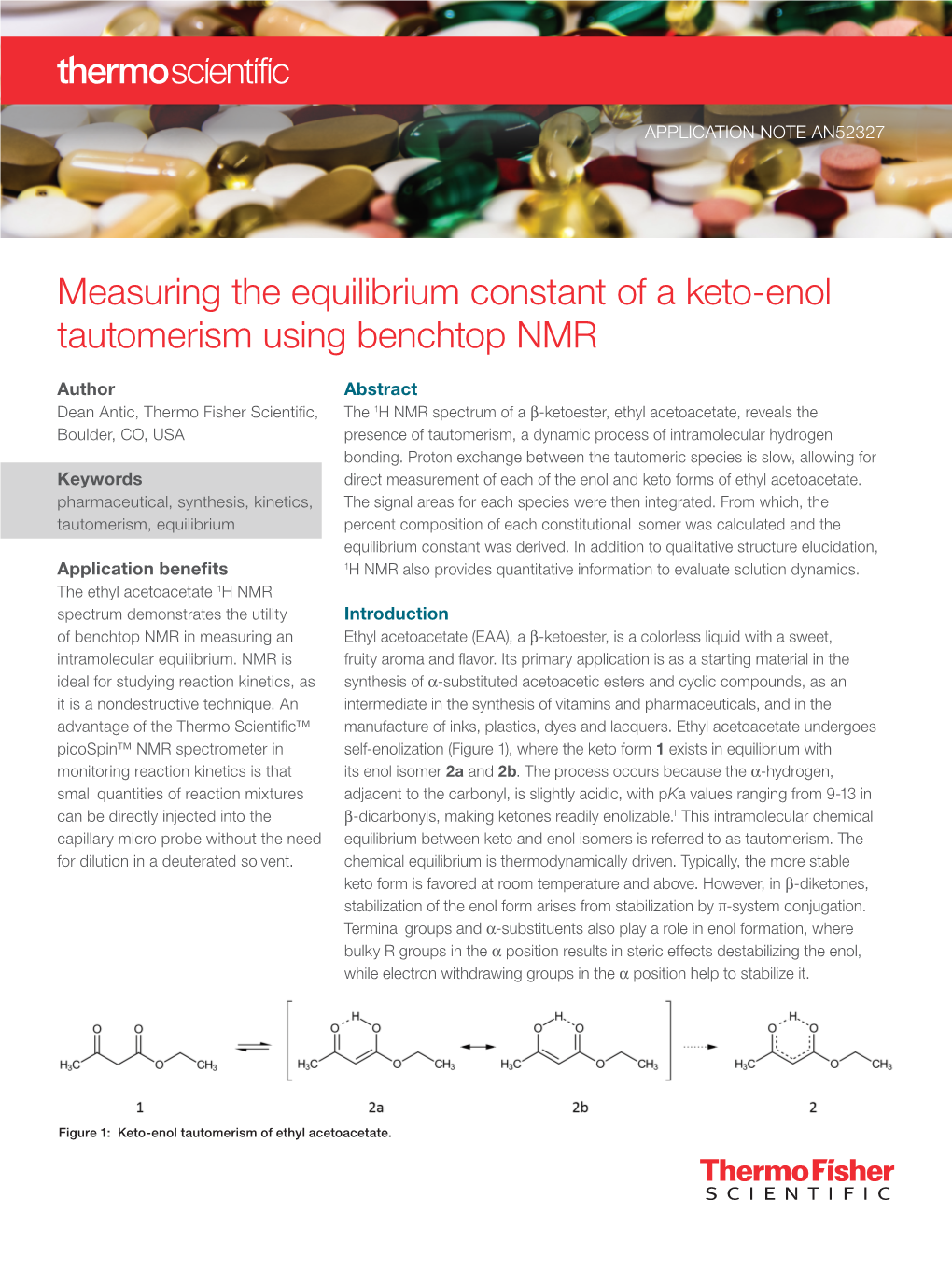 Measuring the Equilibrium Constant of a Keto-Enol Tautomerism Using Benchtop NMR