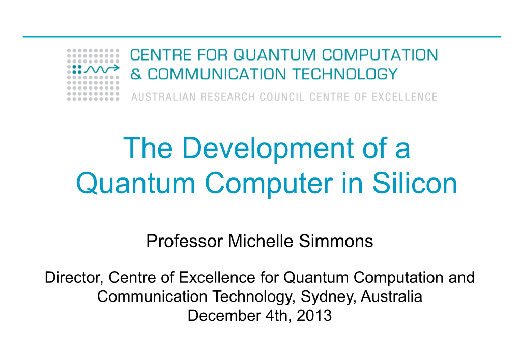 Quantum Computer in Silicon
