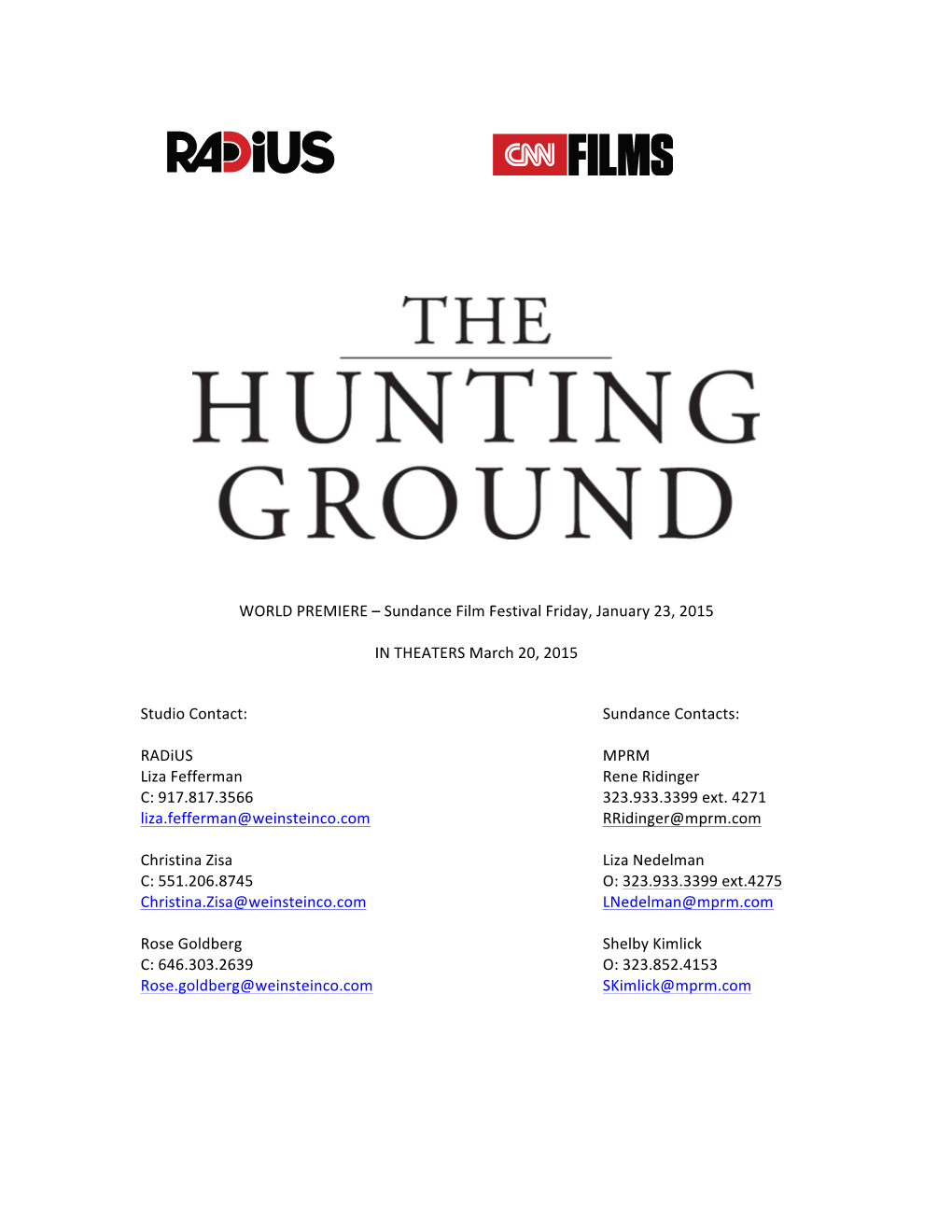 THEHUNTINGGROUND Press Notes