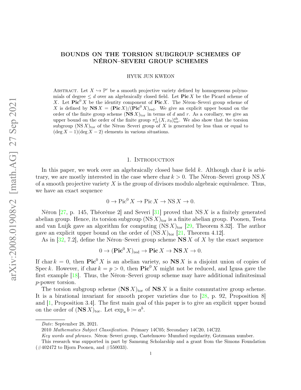 Bounds on the Torsion Subgroups of N\'Eron-Severi Group Schemes