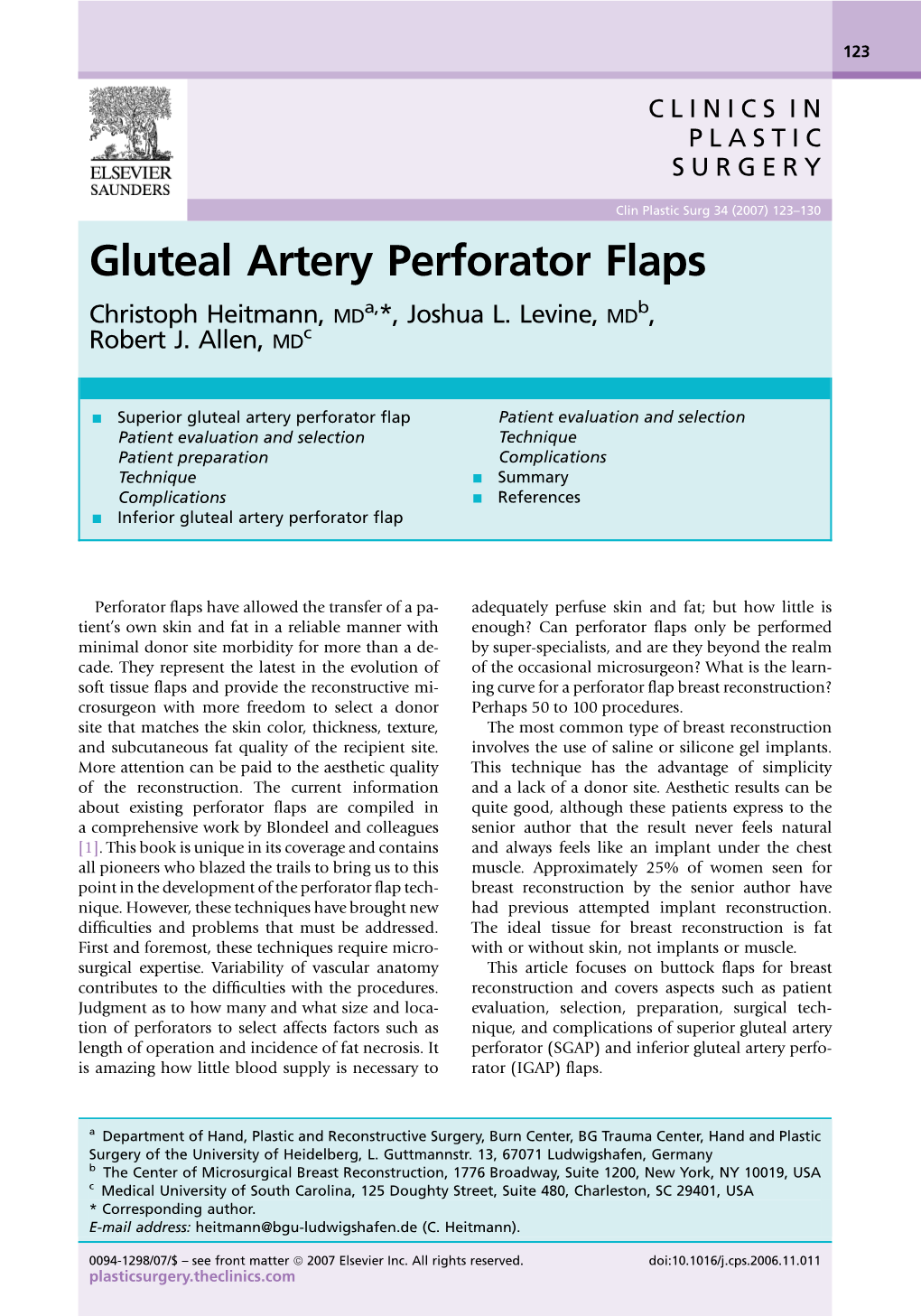 Gluteal Artery Perforator Flaps