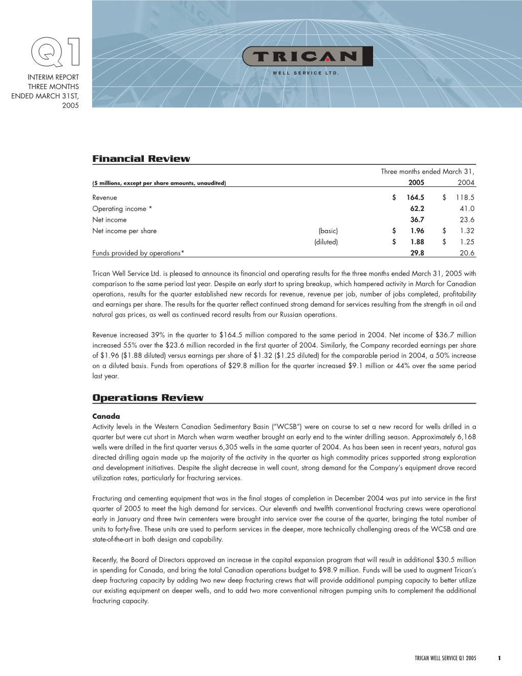 Financial Review Operations Review