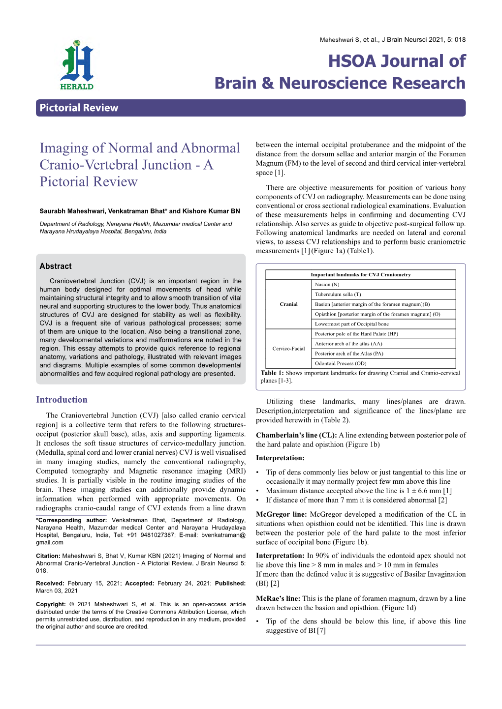 Imaging of Normal and Abnormal Cranio-Vertebral Junction - a Pictorial Review