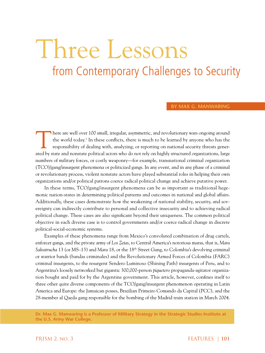 Three Lessons from Contemporary Challenges to Security