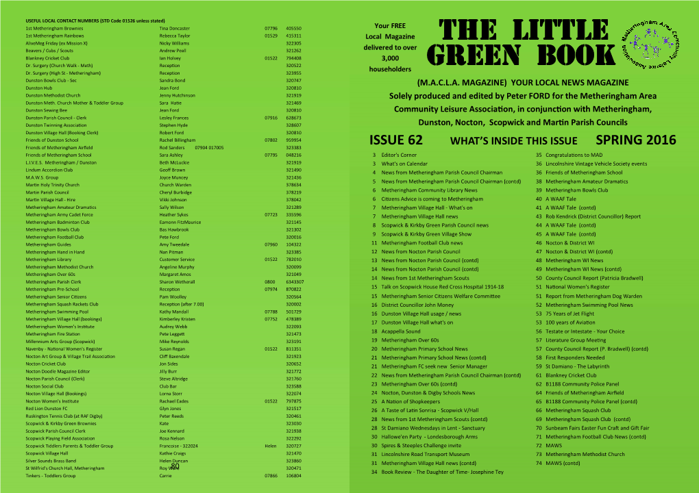 THE LITTLE GREEN BOOK Ditor’S Corner…………