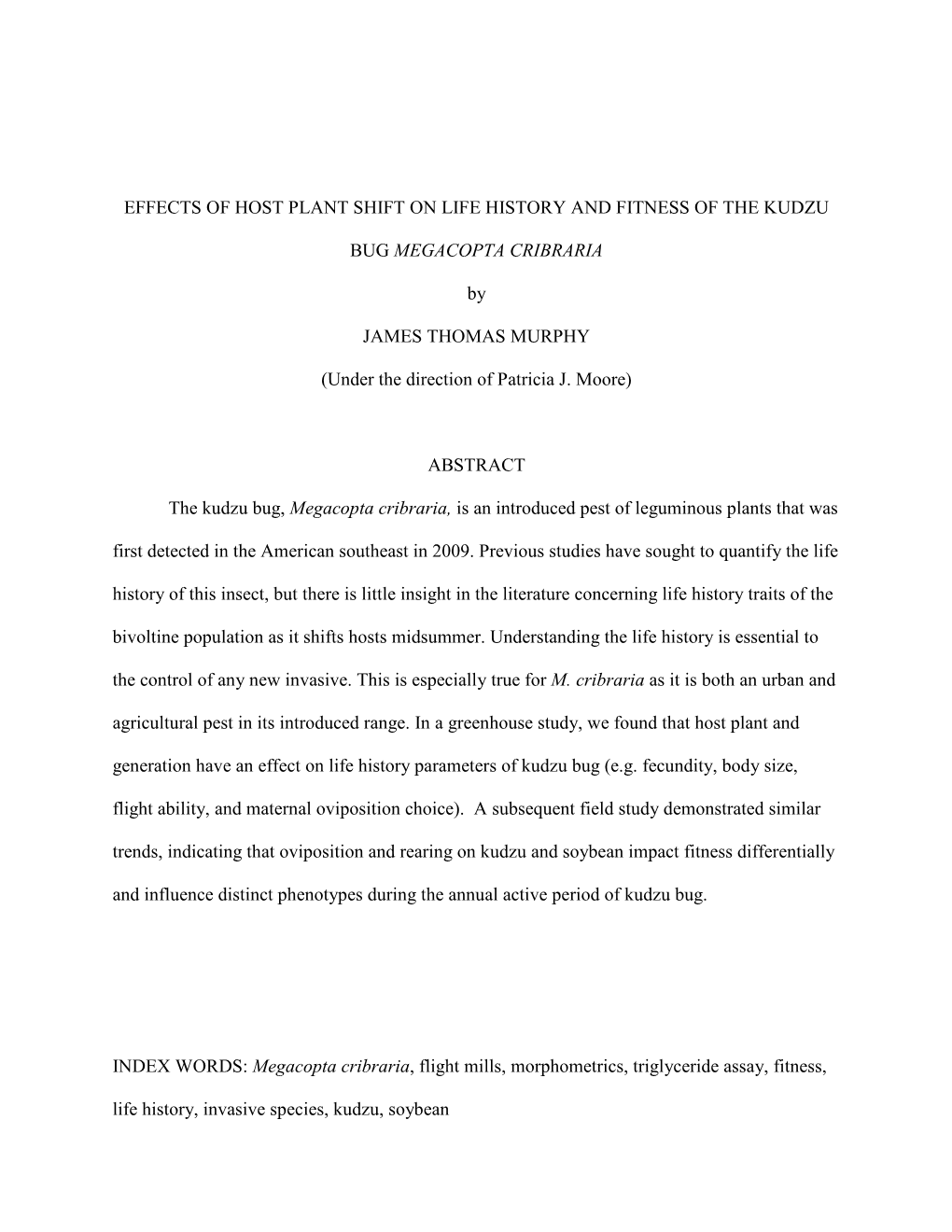 Effects of Host Plant Shift on Life History and Fitness of the Kudzu