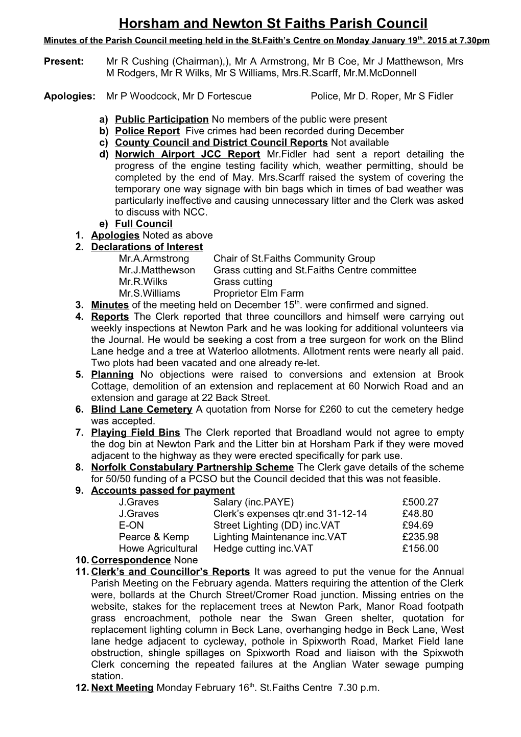 Horsham and Newton St Faiths Parish Council