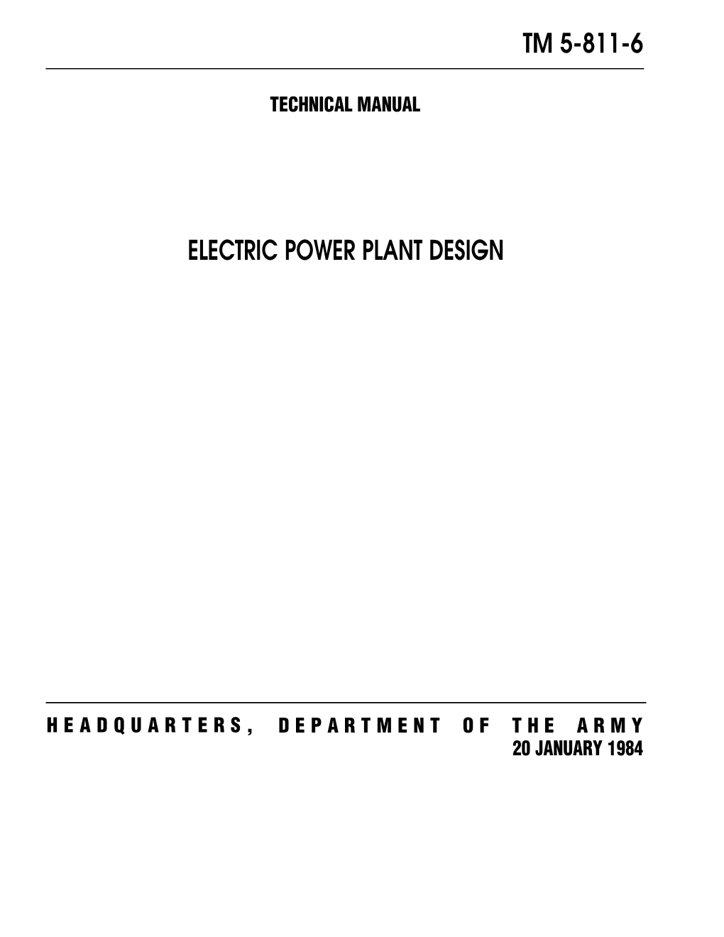 TM 5-811-6 Electric Power Plant Design