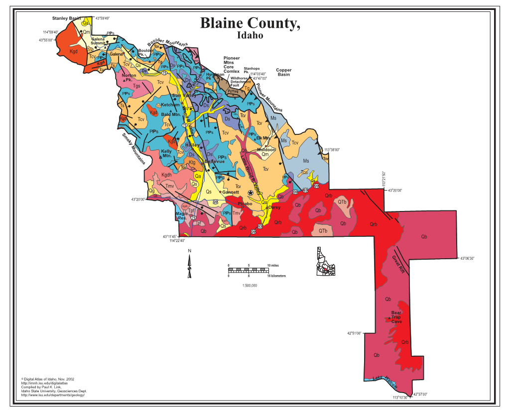 Blaine County, O 114 5940 Qm PPP S Idaho 43O5500 Galena Ulde R M Summit O O Unta B Tcv I Ns Kgd Tcv Boulder Galena Pk