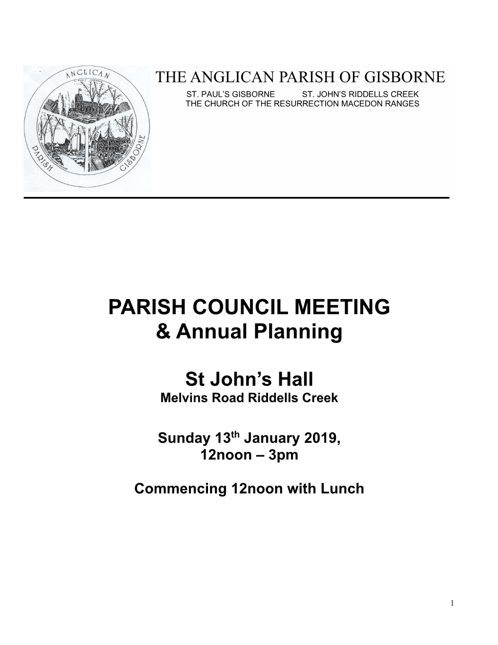 PARISH COUNCIL MEETING & Annual Planning