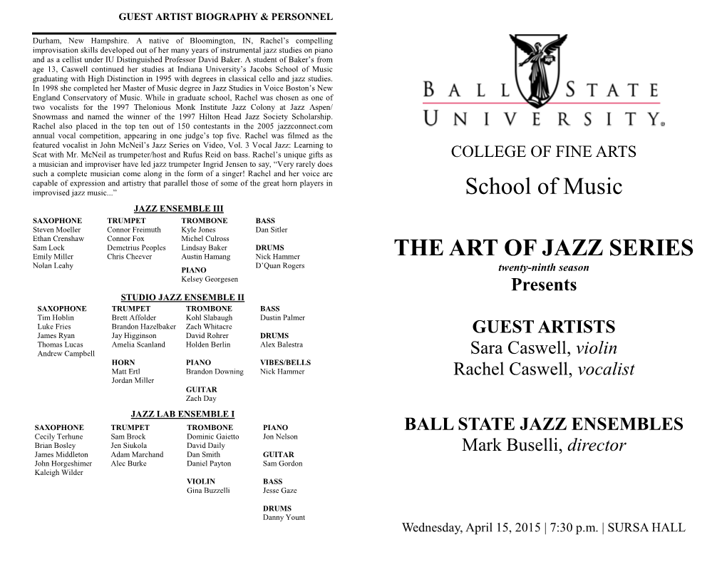 School of Music the ART of JAZZ SERIES