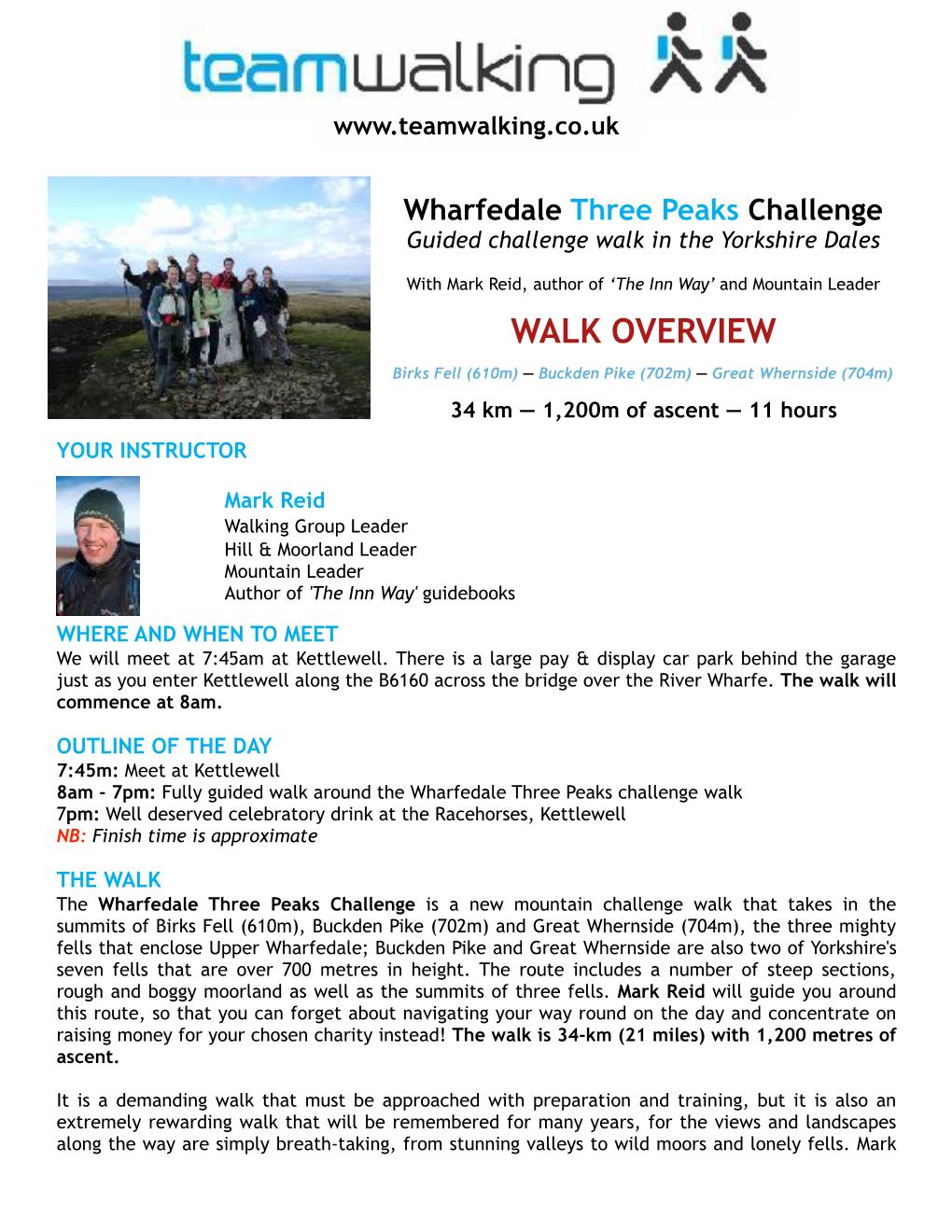 Wharfedale Three Peaks Challenge Guided Challenge Walk in the Yorkshire Dales