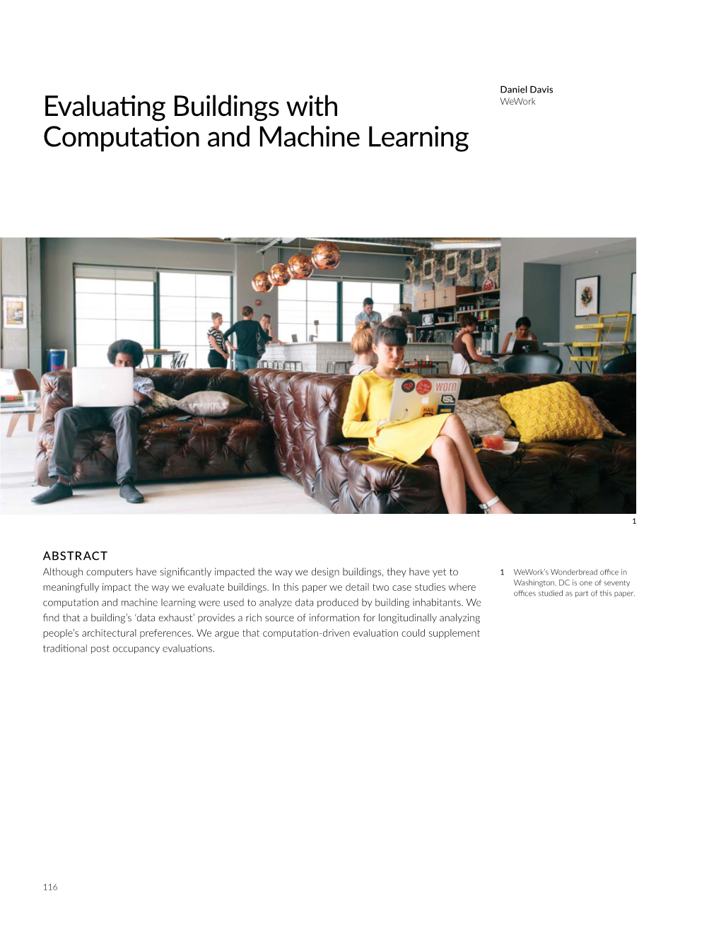 Evaluating Buildings with Computation and Machine Learning Davis Wework Members Most Preferred