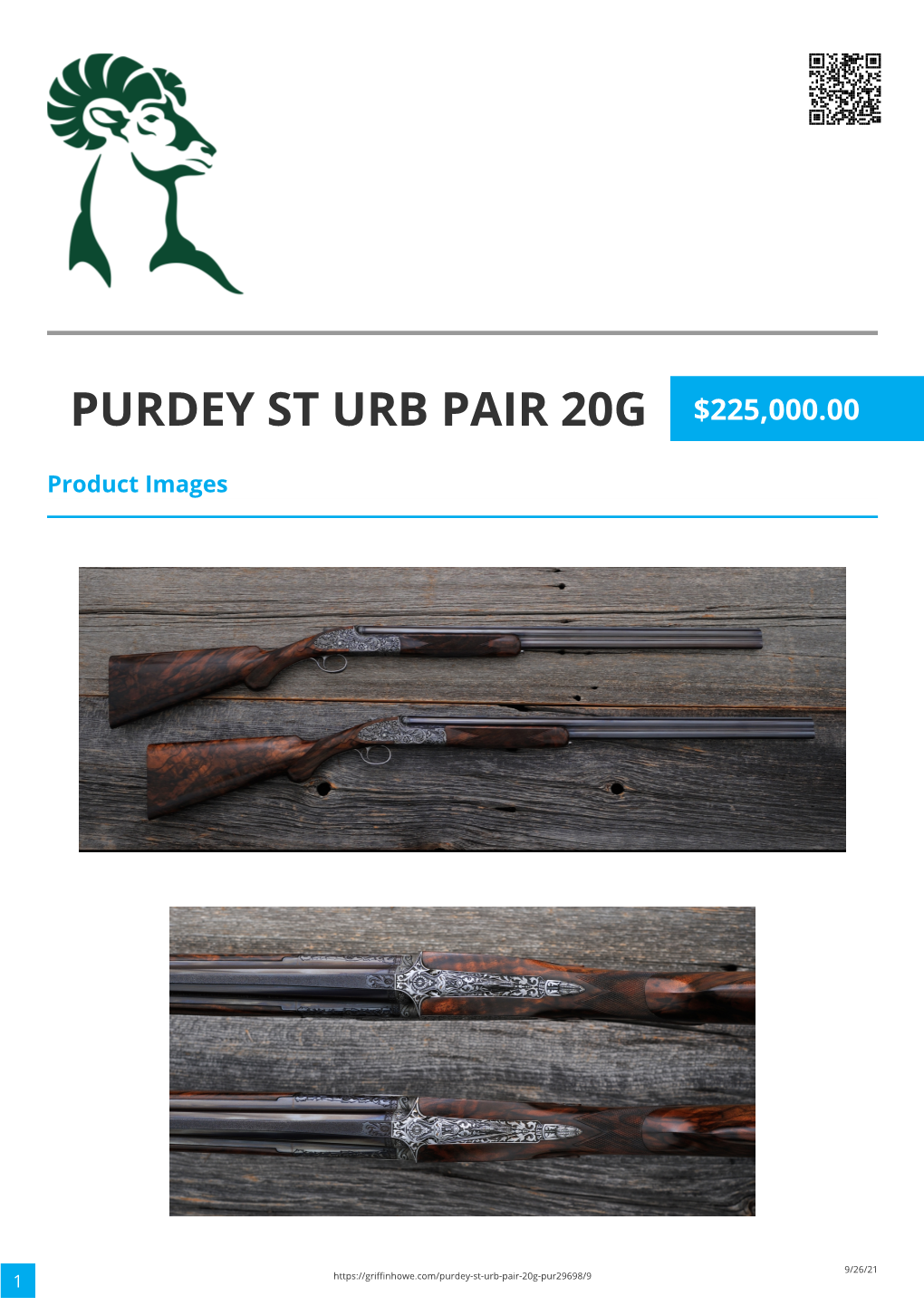 Purdey St Urb Pair 20G $225,000.00