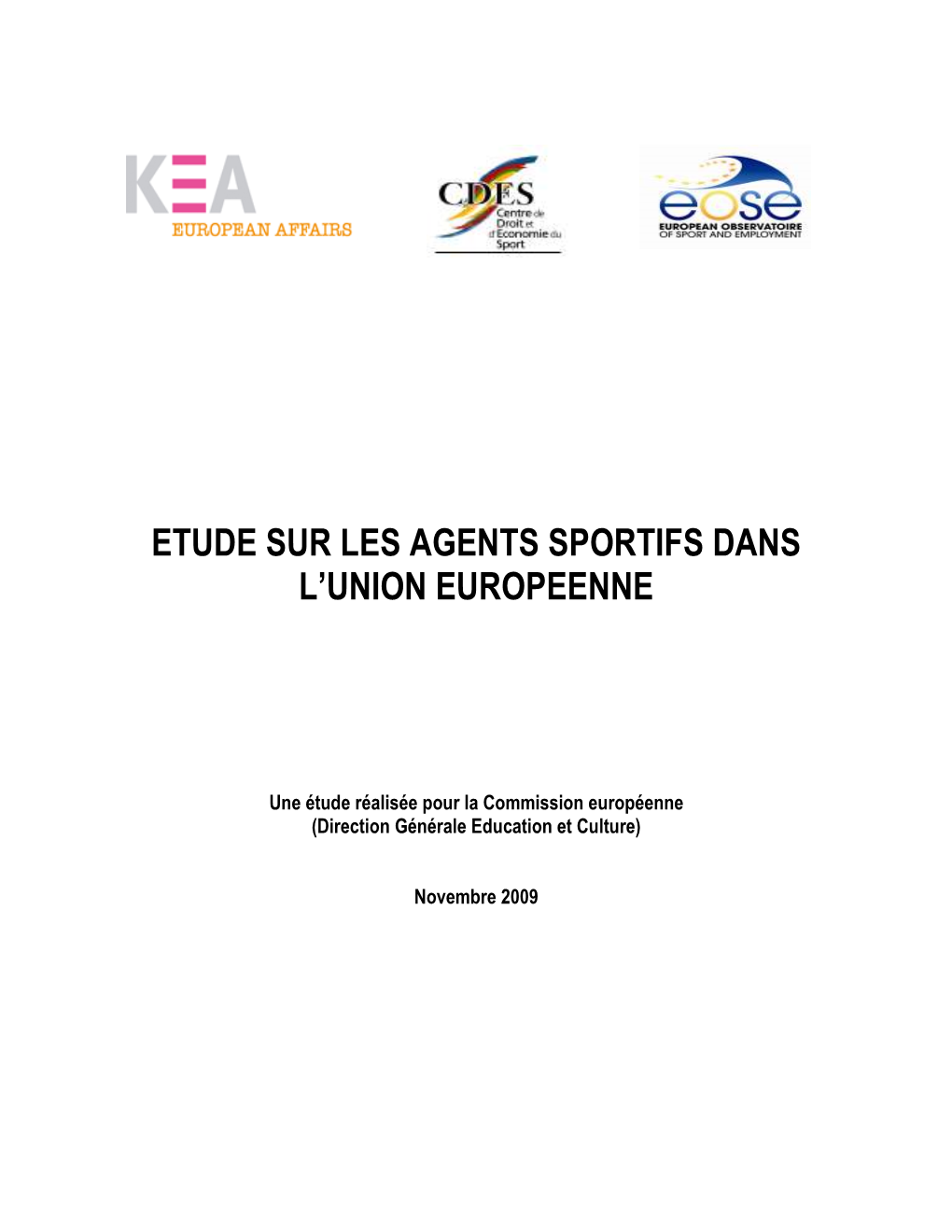 Etude Sur Les Agents Sportifs Dans L'union