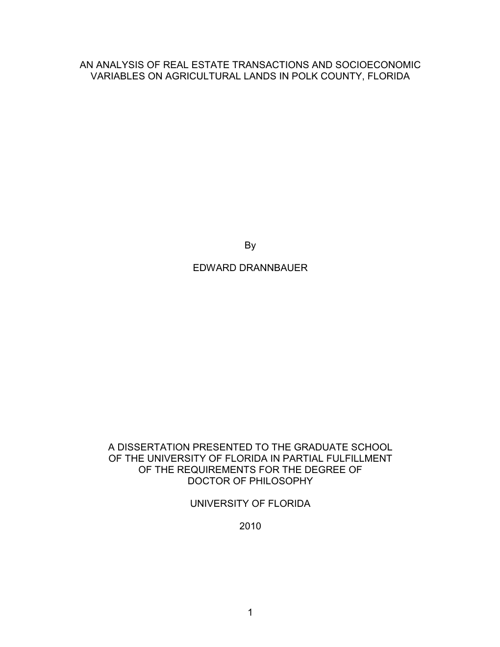 University of Florida Thesis Or Dissertation Formatting Template