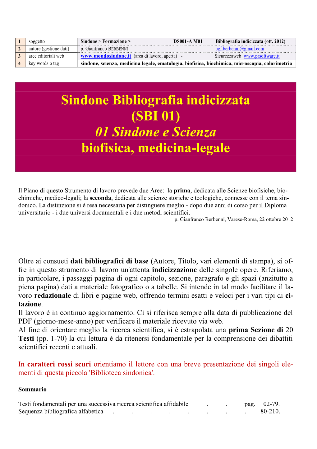 Bibliografia Indicizzata SBI 01: 1