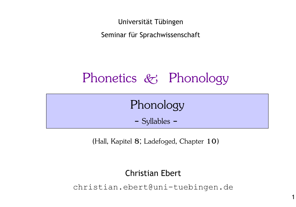 Phonetics 5 Phonology