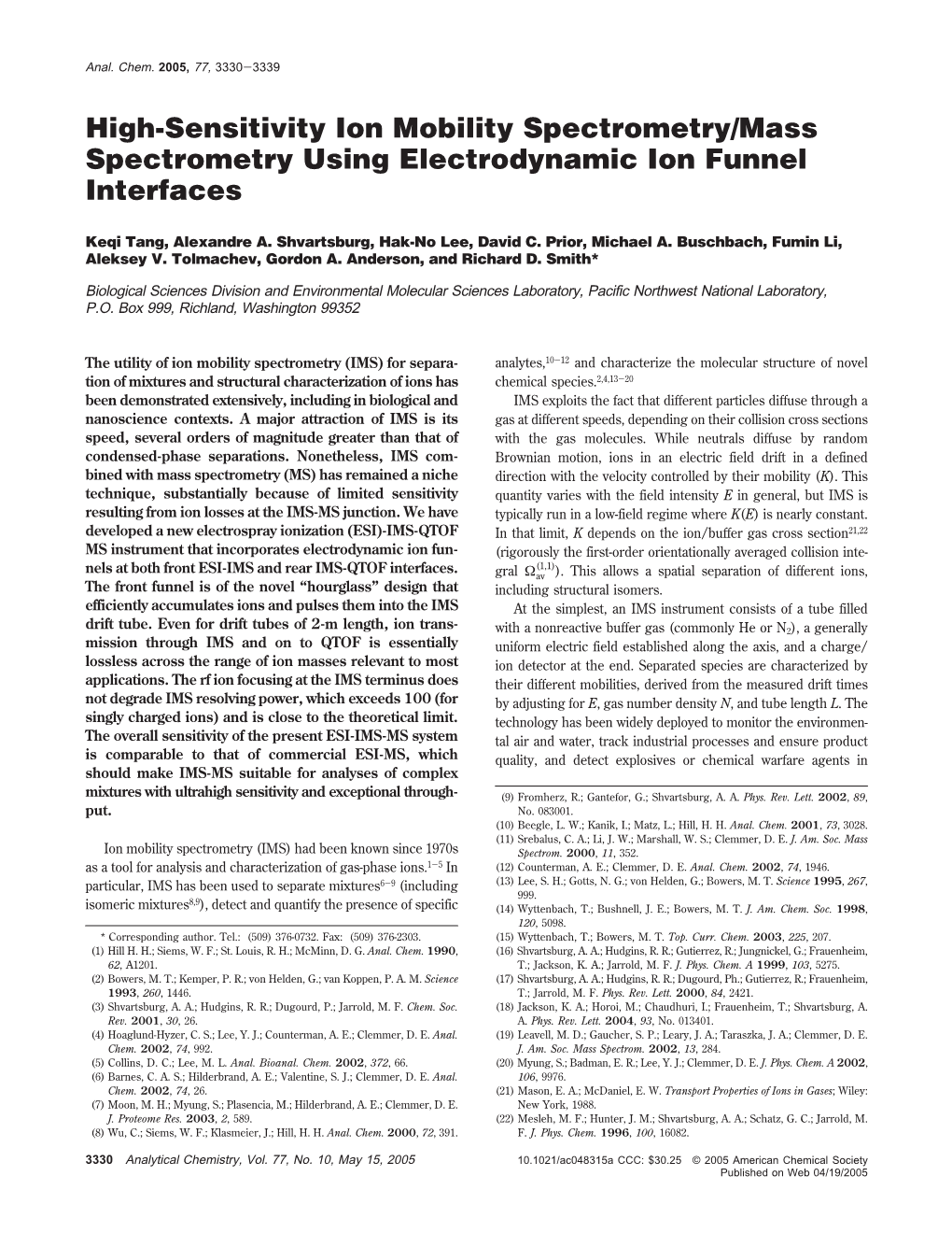 Analytical Chemistry, Vol