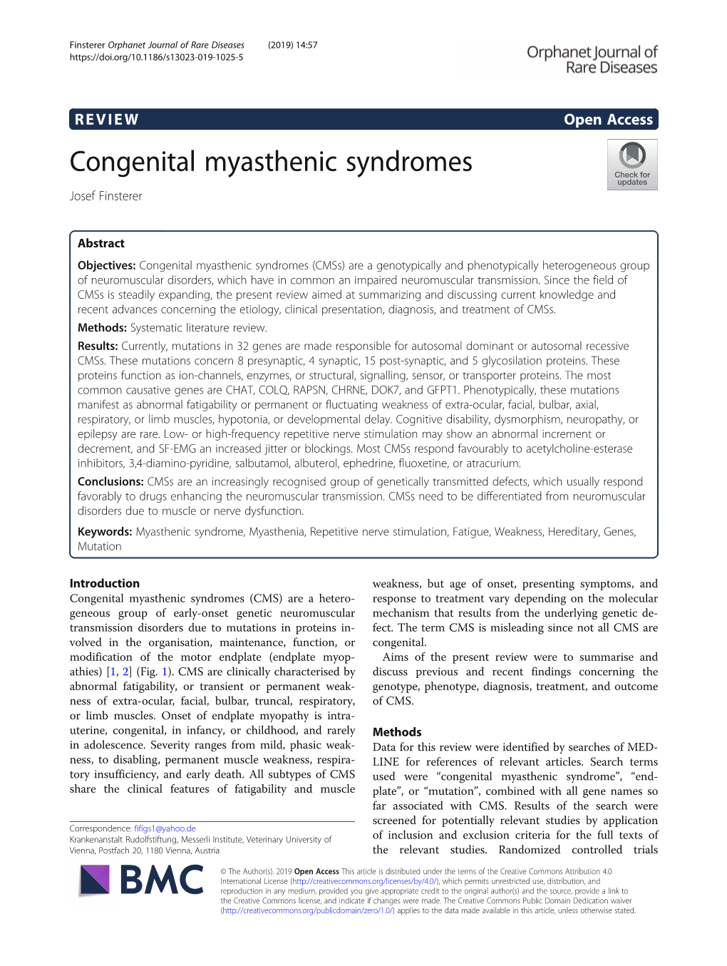 Congenital Myasthenic Syndromes Josef Finsterer