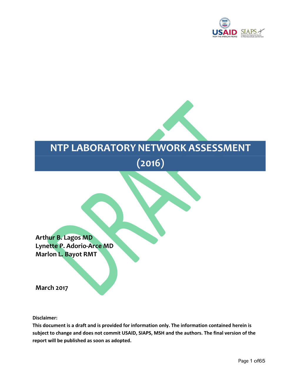 NTP Laboratory Network Assessment (Draft)