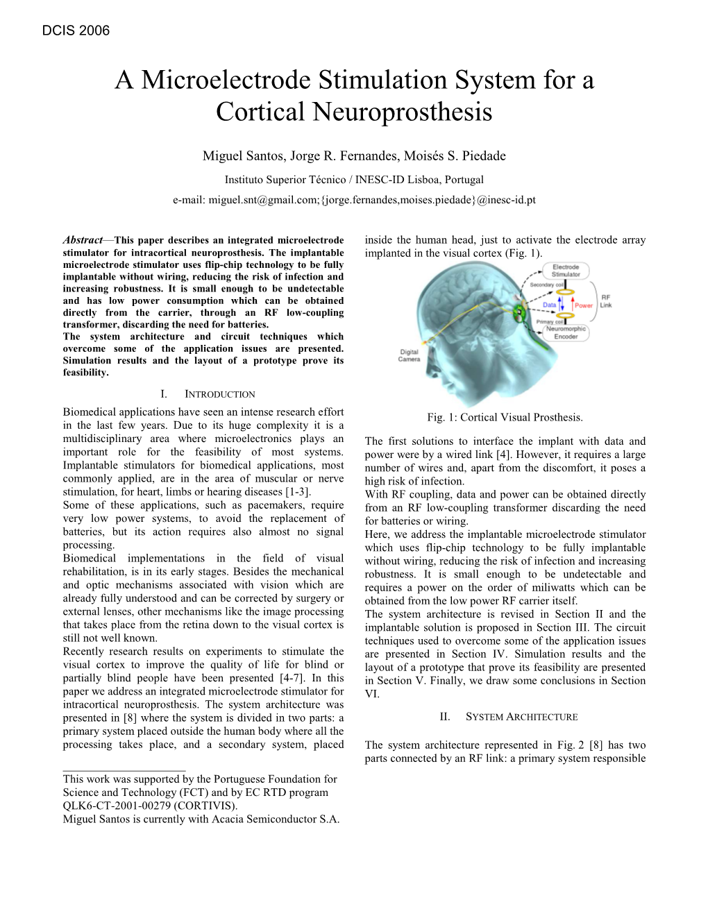 A Microelectrode Stimulation System for a Cortical Neuroprosthesis