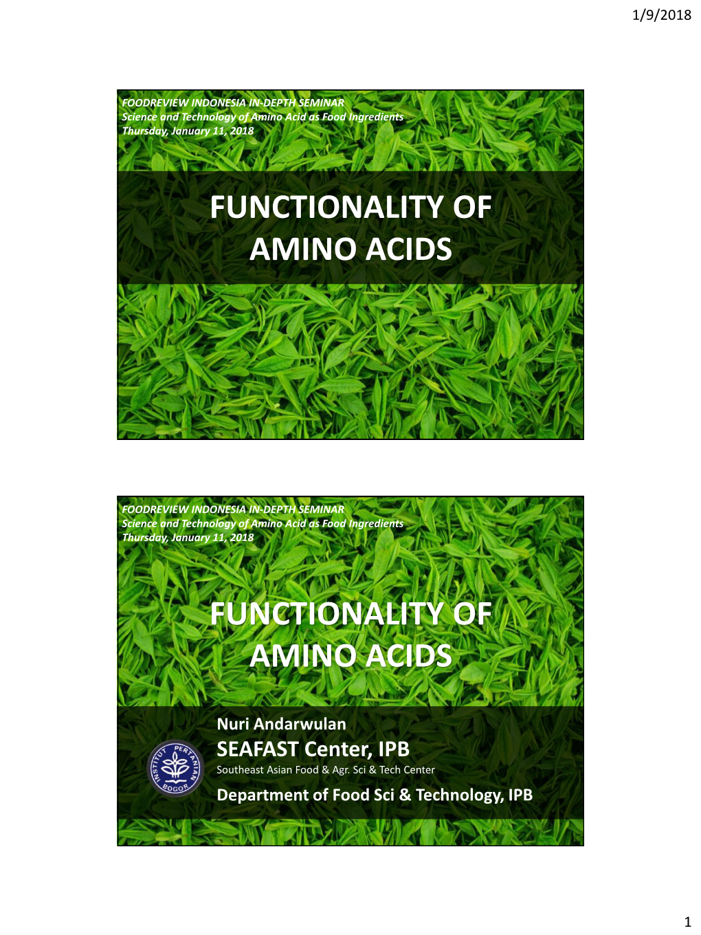 Functionality of Amino Acids